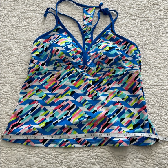 NWT Women’s Blue Printed Go Gossip Swim Tankini Top - Sz L - Picture 11 of 16